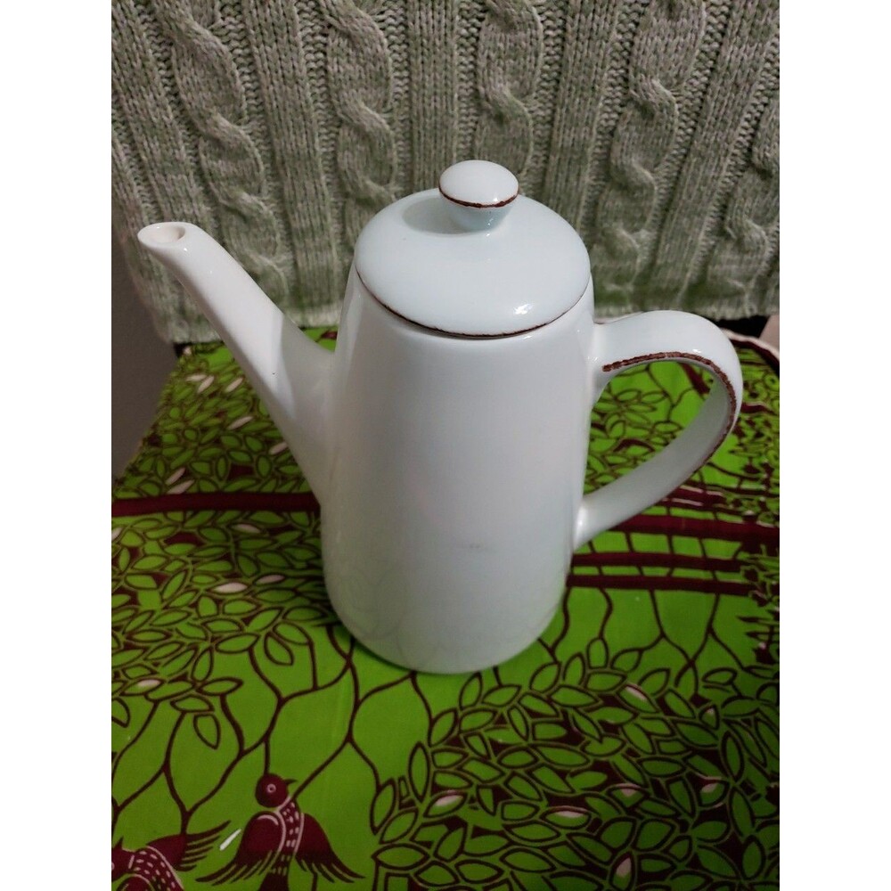 Discontinued,Pottery Barn Coffee/Tea Pot-Morning Story-Soft Pink w/Brown Details